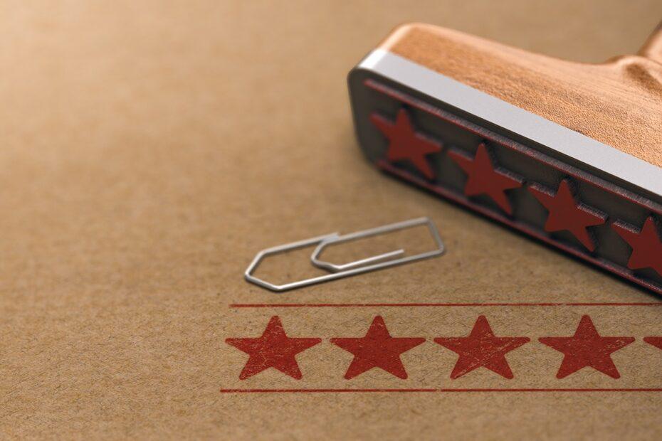 Five Stars Customer Quality Review, Marketing and Communication Concept